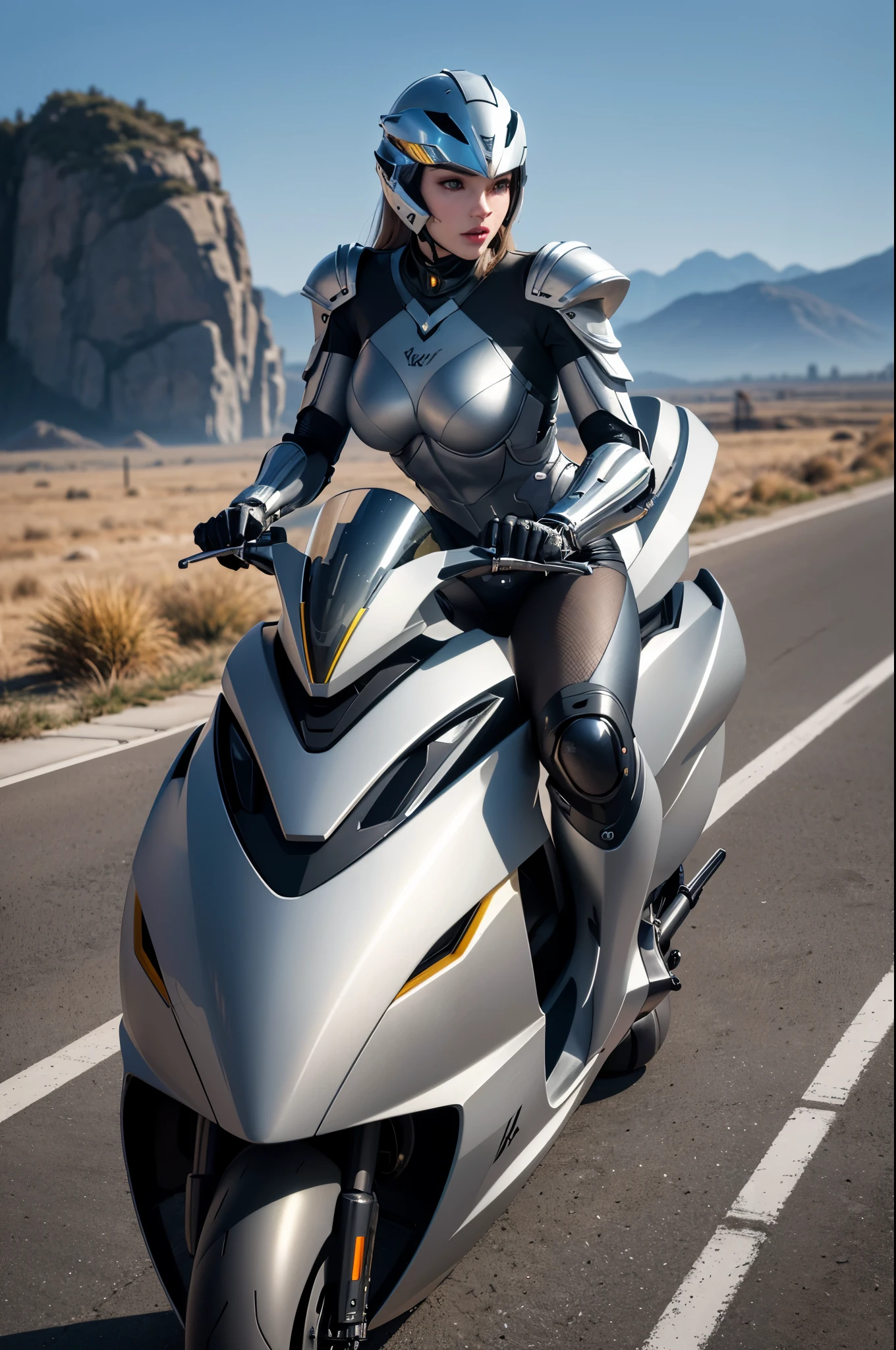 Make her face prettier with hair blowing in wind, refine details, more photorealistic, perfect skin, realistic lighting