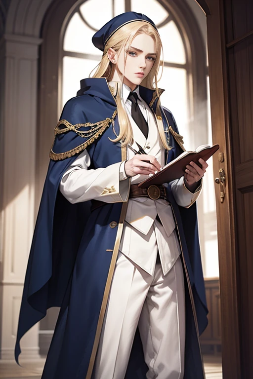 blonde blue eyes、long hair、Luxurious cloak、male、20s、Princely、beautiful、