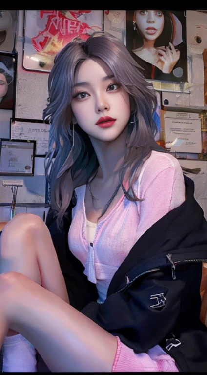 araffed asian woman sitting on a stool with a jacket on, artwork in the style of guweiz, trending on cgstation, on a mannequin. high quality, realistic anime 3 d style, hyperrealistic , realism artstyle, 8k high quality detailed art, portrait of jossi of blackpink, trending at cgstation, ( highly detailed figure )