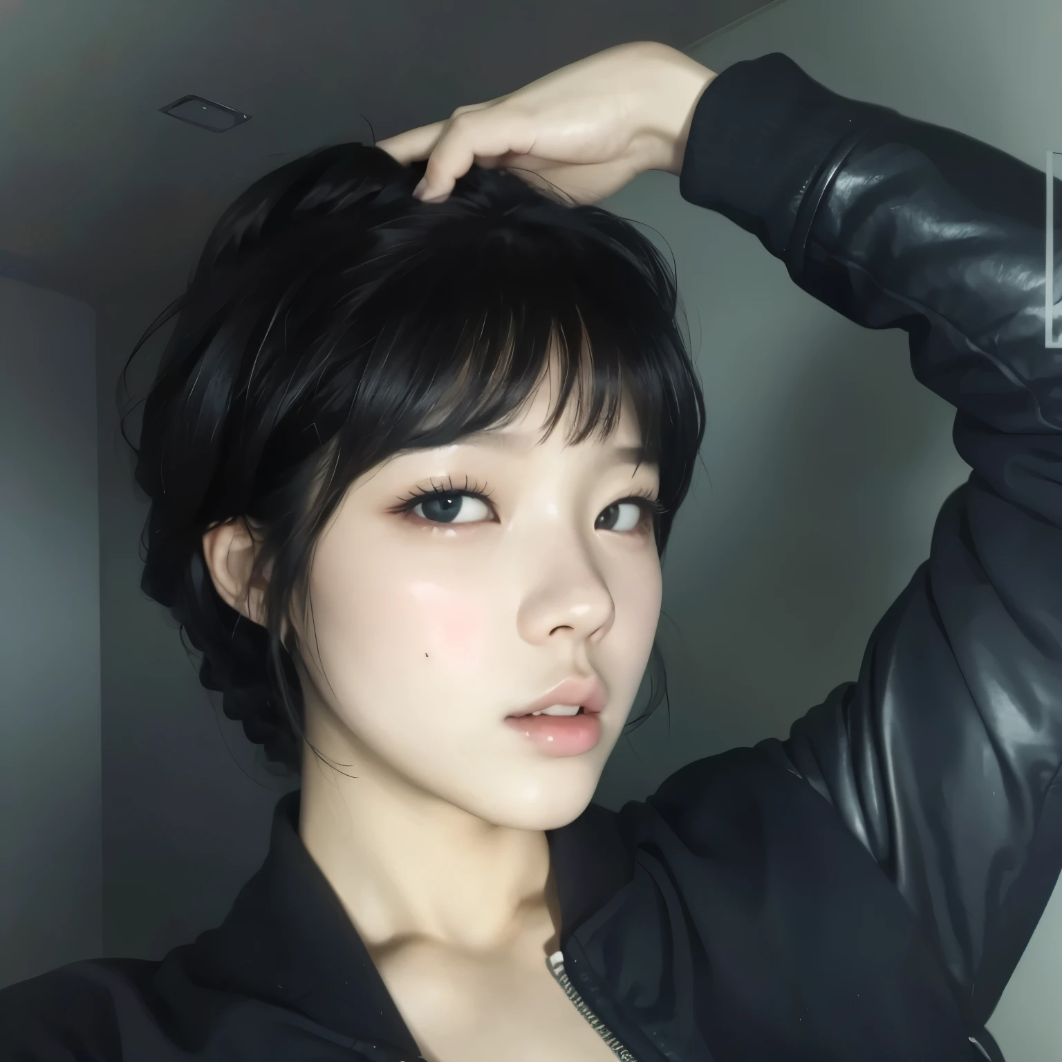 Wonyoung from IVE face, foto realista, ultra HD, 8k, big juicy lips