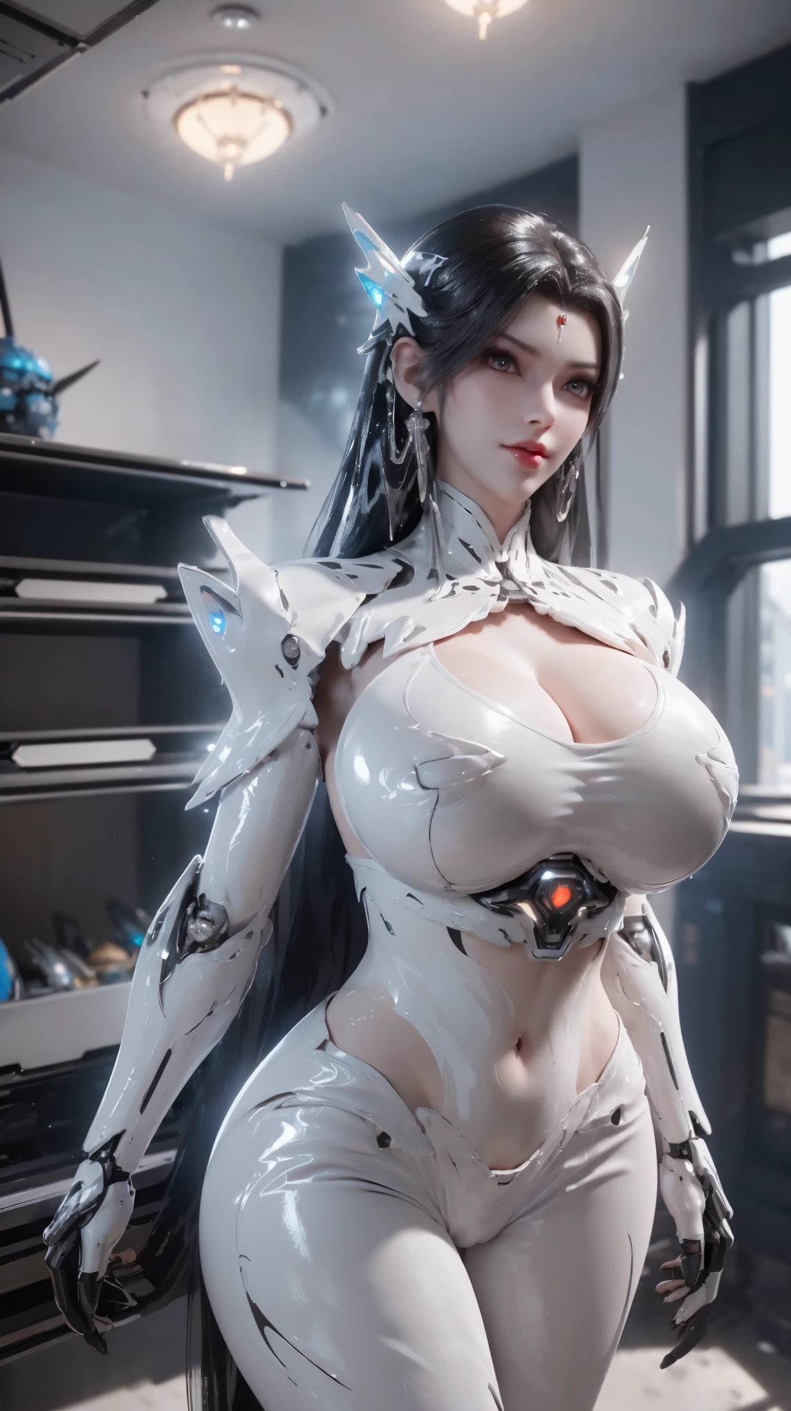 UPPER BODY,CLOSE UP HALF BODY,SOLO,(BEAUTY BLACK HAIRSTYLE,MECHA PHOENIX HELMET), (HUGE FAKE BREASTS,BUSTY,CLEAVAGE,MUSCLE ABS,NSFW CONTENT:1.5), ((WEAR BLACK,WHITE SHINY MODERN FUTURISTIC MECHA SKIMPY MINI BIKINI:1.5)),(CURVY MUSCULAR BODY MATURE WOMAN:1.5), (SWEATY GLOSSY BODYSKIN:1.5), (LOOKING AT VIEWER:1.6),(HALLROOM OF FUTURISTIC SPACE STATION:1), (PHOTOREALSITIC:1.4), (ULTRA-DETAILLIERT), (TOP-QUALITY), (BEST SHADOWS), (MASTERPIECE), BRIGHT LIGHT IN ROOM, HYPER TEXTURE, (4X MSAA), ((UNREAL ENGINE 5 RENDER)), PHYSICALLY-BASED RENDERING, ULTRA HIGHT DEFINITION, 16K, 1080P.