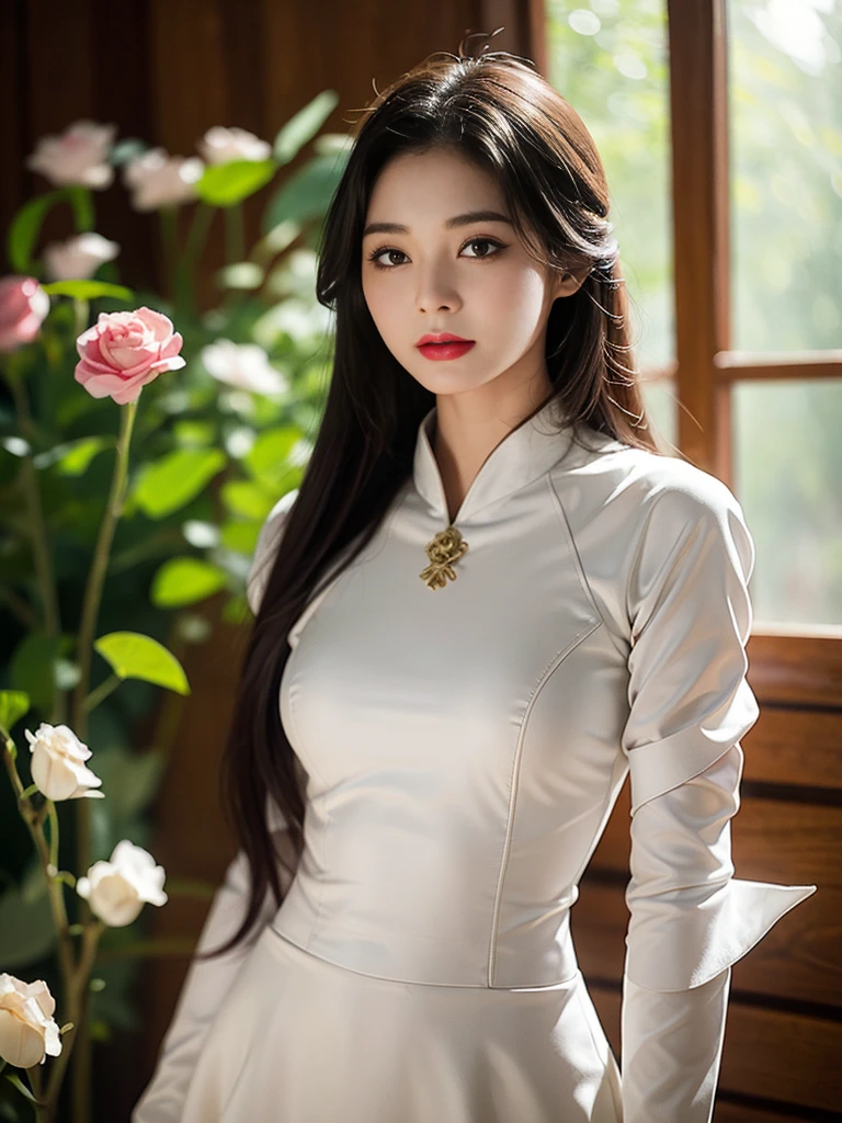 high quality work, realistic works,Super premium graphics,8K high-definition CG works,High quality graphics,High-definition and exquisite CG works,10x pixels,Ultra-fine details:1.1,Advanced technical details:1.1Realistic photo effects,室内灯Light effect果:1.5,Natural light:1.5. Light effect(虚拟灯Light effect果:1.8),ultra high resolution ,transparent hair,High detail hair(Premium hair details:1.1)clear eyes,Double eyelids look good,sharp eye makeup, Create exquisite eyelash makeup, Thin eyebrows, Super detailed eyes,high nose, cute red lips, rosy cheeks, With delicate makeup on her face , pretty face, Perfect face proportions,(Advanced facial details:1.1), female artwork,full body view,Astonishing,Today's eyes are bright and well-sculpted women,Wear a futuristic suit,Hold a sword and a sword, 可爱的机器人girl, 机甲网络装甲的girl, 美丽的白人girl机器人, female robot body, 完美的安卓girl, Perfect anime robot woman, 美丽的girl, girl, - 银色头发的girl, Armor girl red, Beautiful and seductive woman