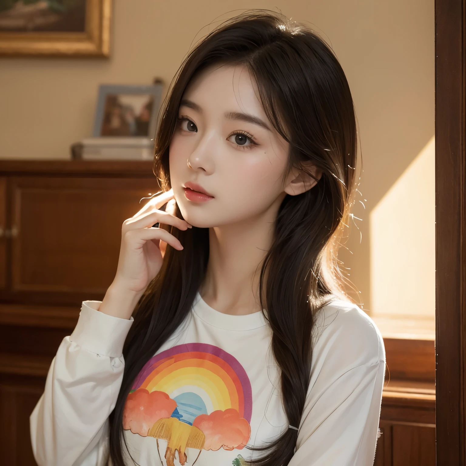 best quality, ((masterpiece)), illustration, 1 girl [Yellowhead | Rainbow head], best quality and masterpiece