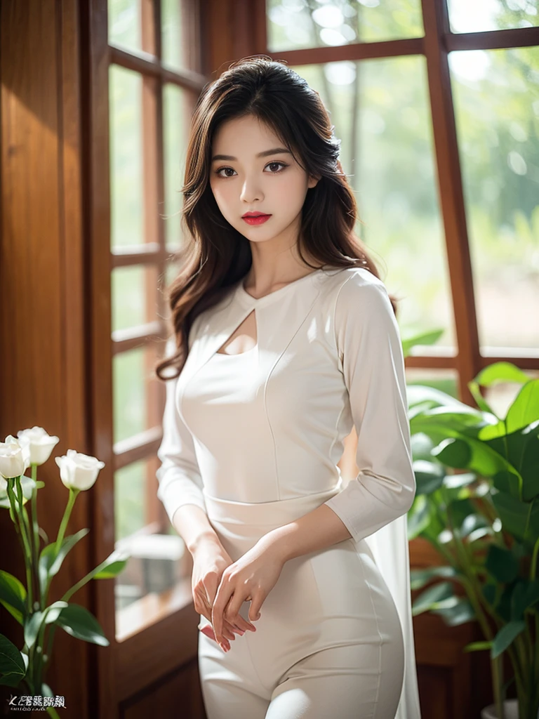 (Best Quality,4K,8K,hight resolution,masutepiece:1.2),Ultra-detailed,(Realistic,photoRealistic,photo-Realistic:1.37)、1 person woman、28 year old、Elegant dress、Portraits,Woodcut,Subtle Colour,Soft lighting、校服、full body Esbian、Poses in motion、Skeletally correct、Skeleton with correct fingertips