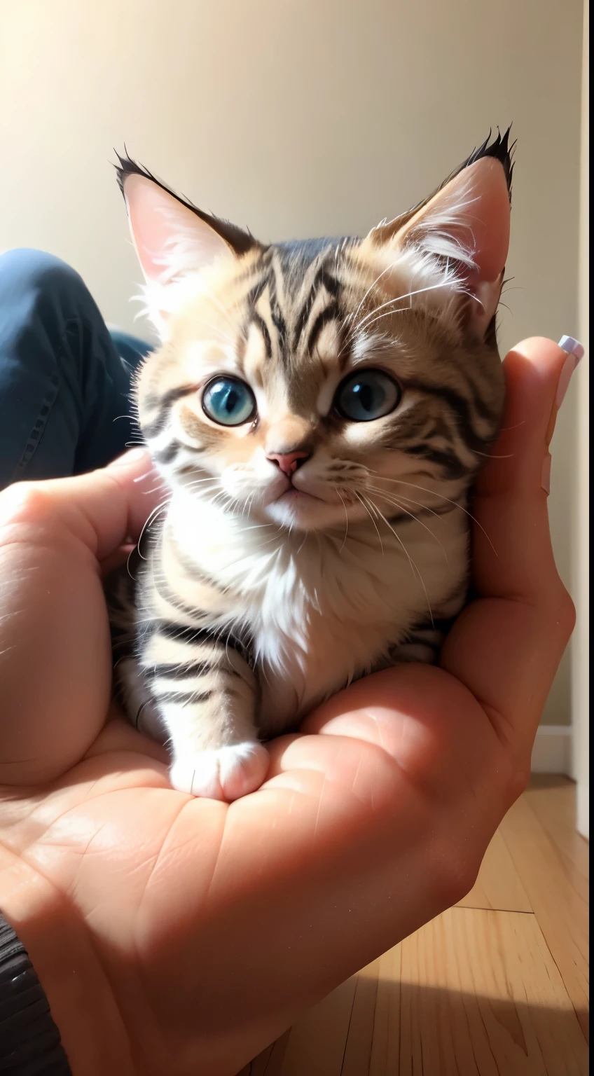 little cute cat in human hand, mini cat, Small cat