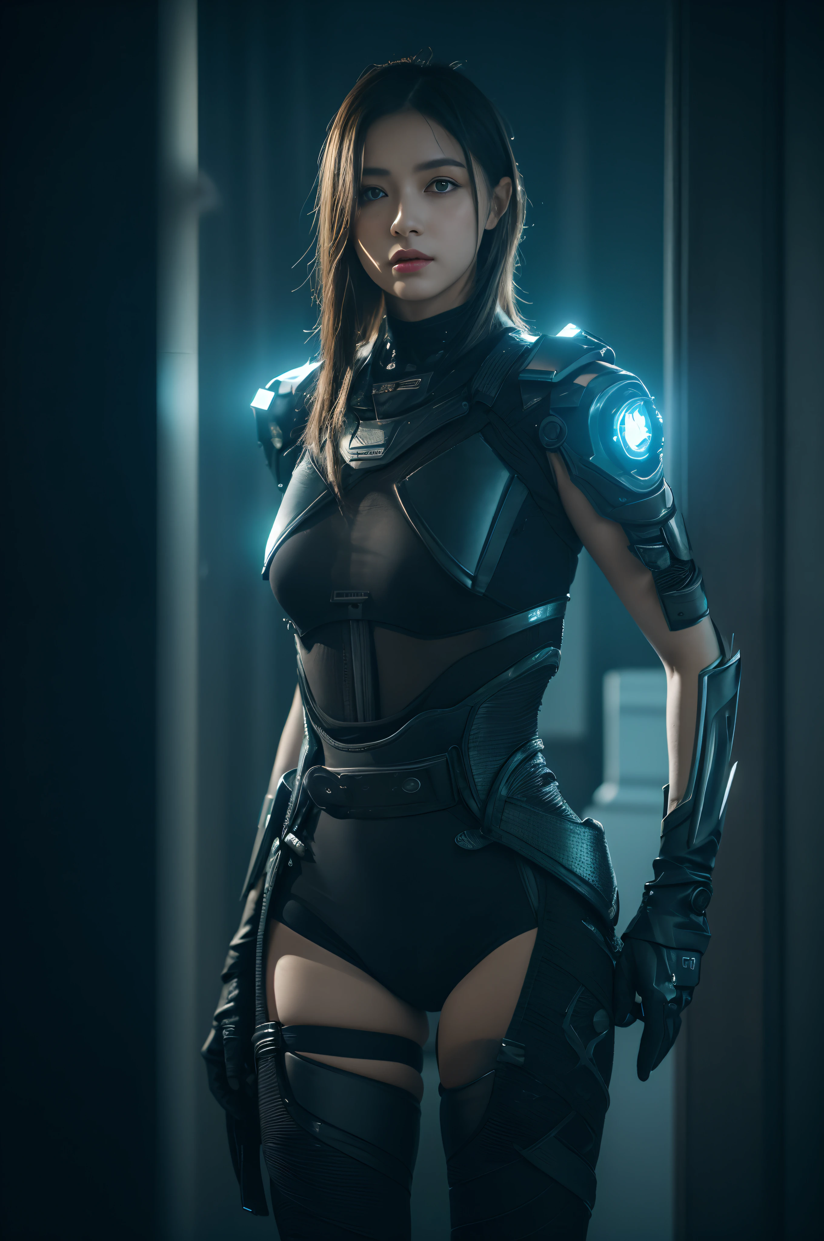 3D, A beautiful cyberpunk female image,battledress，hdr（HighDynamicRange）,Ray traching,NVIDIA RTX,Hyper-Resolution,Unreal 5,Subsurface scattering、PBR Texture、post-proces、Anisotropy Filtering、depth of fields、maximum definition and sharpness、Many-Layer Textures、Albedo e mapas Speculares、Surface coloring、Accurate simulation octane rendering of light-material interactions、Two-colored light、largeaperture、Low ISO、White balance、the rule of thirds、8K raw data、blackstockings