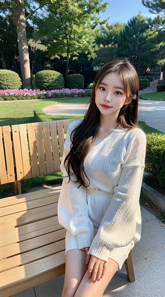 a girl in white standing next to a wicker bench, in the style of 32k uhd, qian xuan, fine lines, delicate curves, fawncore, glittery and shiny, delicate