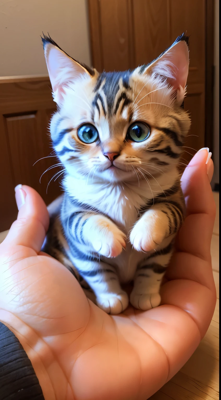 little cute cat in human hand, mini cat, Small cat