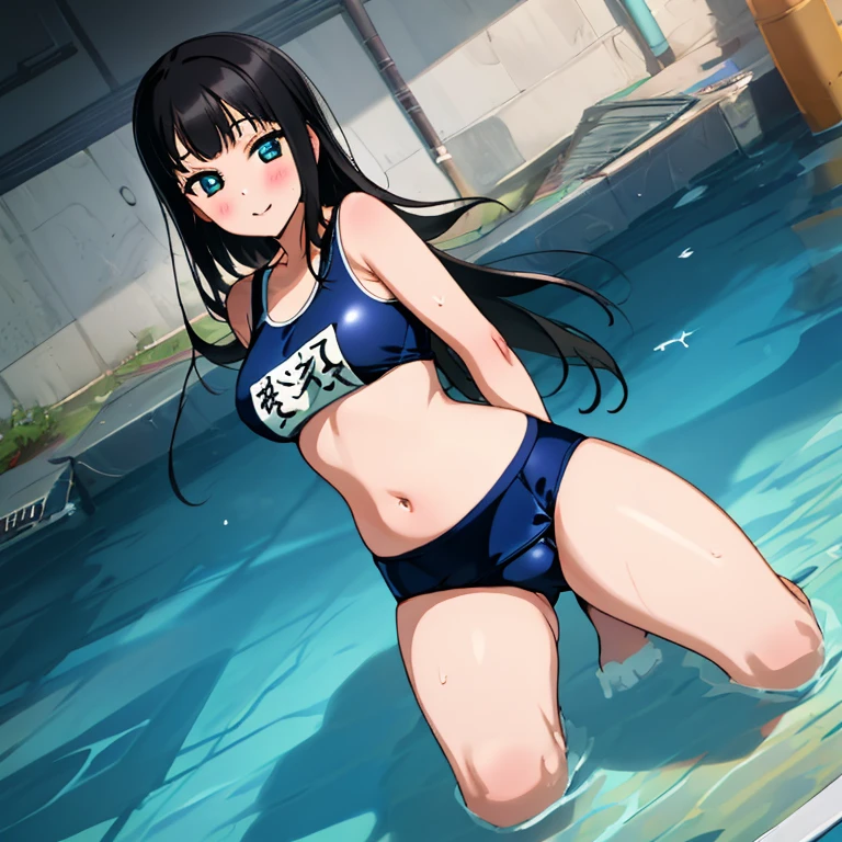 masterpiece,best quality,ultra detailed, nsfw, 1girl, black_hair, school swim suit