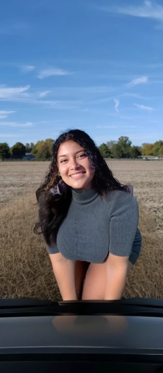 arafed woman n in a field with a blue sky, profile picture, profile pic, with a tree in the background, profile image, headshot profile picture, profile shot, with earth in the background, alanis guillen, 🍂 cute, with a park in the background, top half of body, full body shot close up, neck zoomed in, upper body close up, Big tits, huge tits, no clothes, sexy, cute, minimal clothes, thick, bbw, chubby stomach, thick nipples, nipple piercings, large areola, hard nipples, piercing through shirt, nipples hard through shirt, chubby stomach showing, tummy spilling over the side, muffin top, no pants, stomach too big for panties, super extra wide hips, huge hips, thick hips, standing, shown down to hips, giant tits main focus, tall girl
