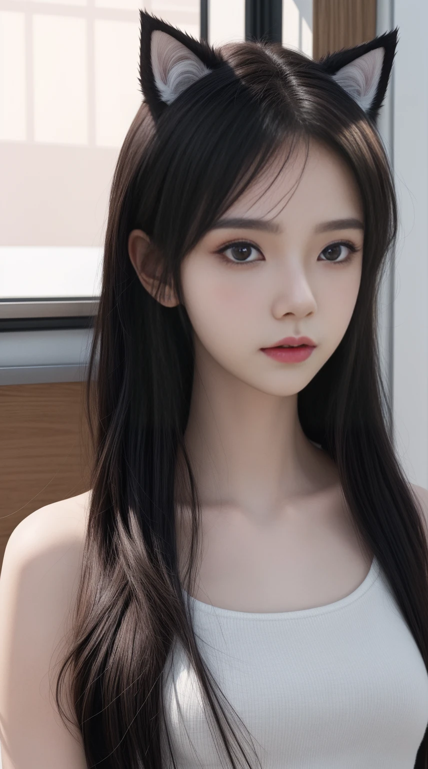 anime girl with long hair and cat ears, beautiful anime girl, beautiful anime portrait, trending on cgstation, smooth anime cg art, beautiful anime woman, artwork in the style of guweiz, realistic anime 3 d style, attractive anime girl, beautiful alluring anime woman, realistic young anime girl, beautiful anime style, stunning anime face portrait, pretty anime girl