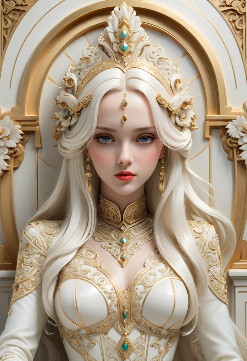 Sculpture of a beautiful woman made of golden glass