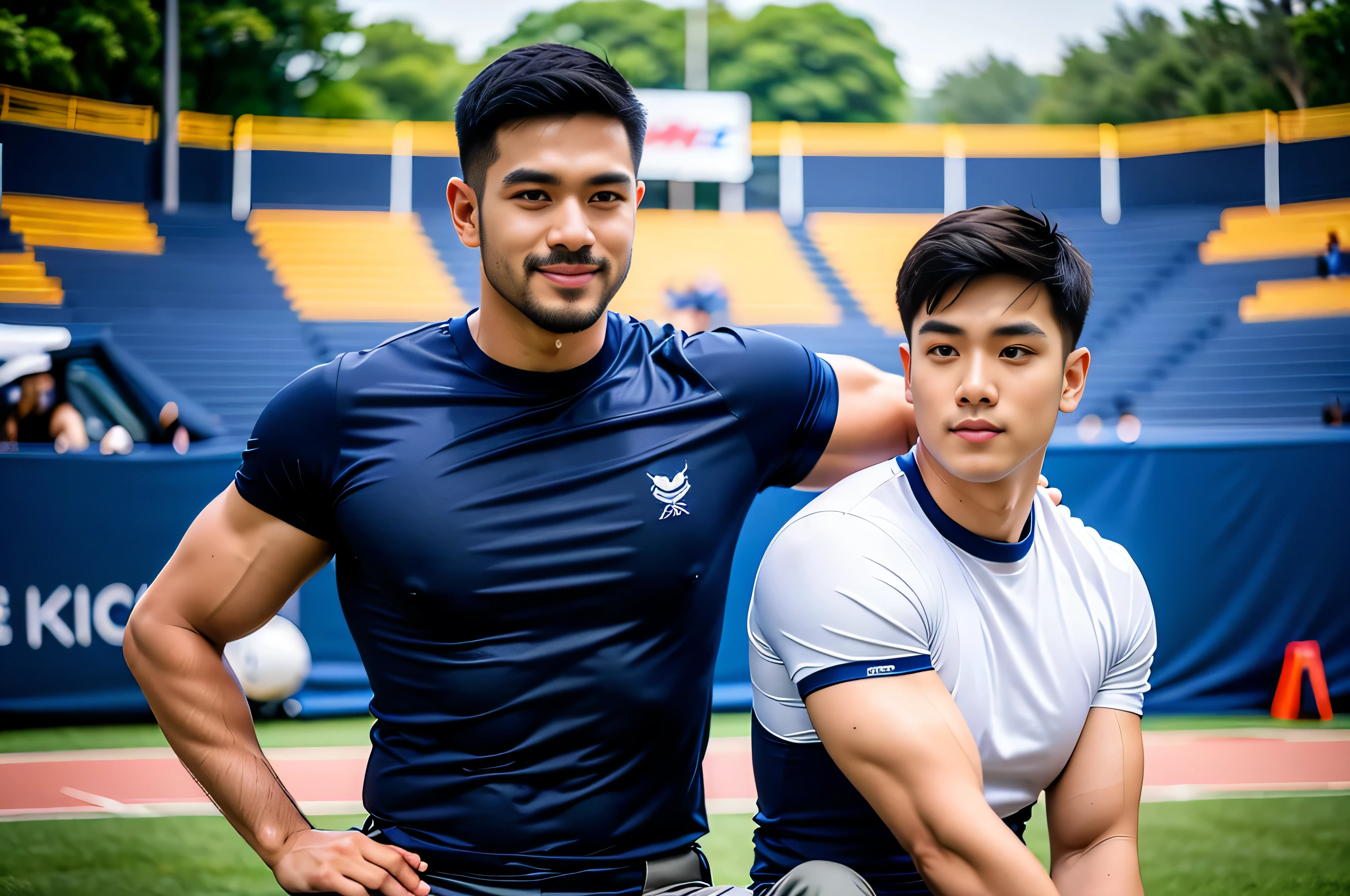 At a university freshman reception in Thailand, seniors ordered many male juniors to wear underwear, lay on their backs in a line holding their friends' ankles together, lay in a line in the middle of the field, there was a handsome young Thai brother wearing underwear. Blue stood up and raised two.