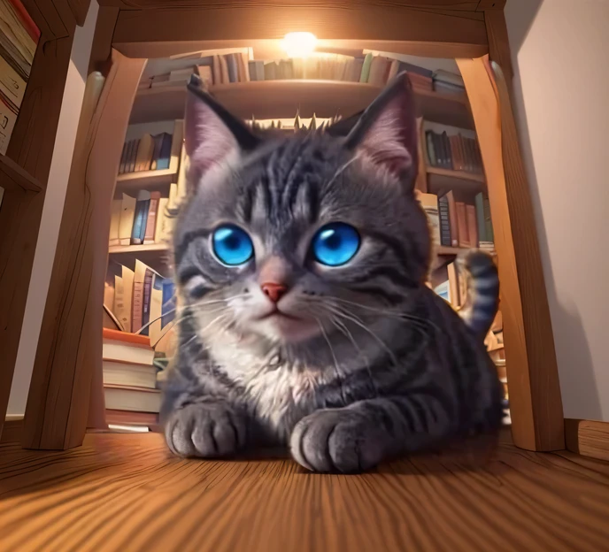 (best quality,4K,8k,high resolution,masterpiece:1.2),Super detailed,(actual,photoactual,photo-actual:1.37),Desk with extended bookcase,wooden textures,organized arrangement,mood lighting, Warm colors, cozy reading corner.