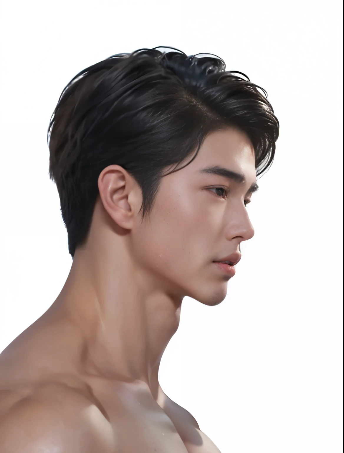 Drawings of shirtless and shirtless men., Inspiration from Zhang Han, Inspiration from Yan Juncheng, Half-body picture, inspired by Russell Dongjun Lu, Half-body picture, thick jaw, Anime images of handsome young men, Digital Character Drawings, digital anime illustration, Digital Imaging, realistic. cheng yi, body and face in detail