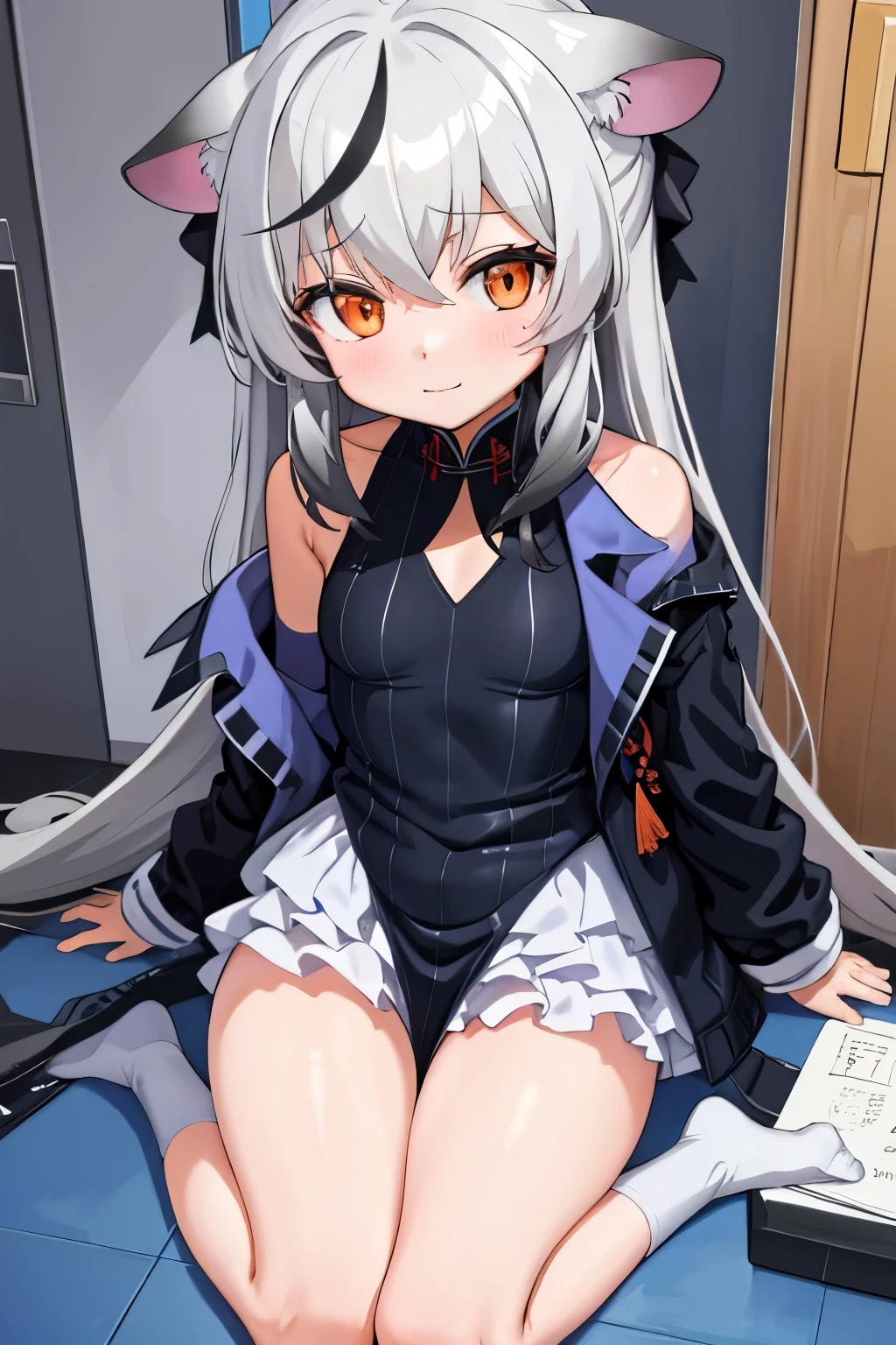 kamoi,folded ponytail,headband,bandana,ainu clothes,cropped jacket,dress,long sleeves,pelvic curtain,thighhighs,wrist guards,sideboob,(upper body:1.3),open mouth, embarrassed ,blush,(spread legs:1.3),(legs up),(cameltoe:1.3),masterpiece,Noise Reduction,perfect anatomy,high resolution, ultra-detailed,game cg,dutch angle ,beautiful detailed eyes,visualart,five fingers, perfect hands, perfect lighting,