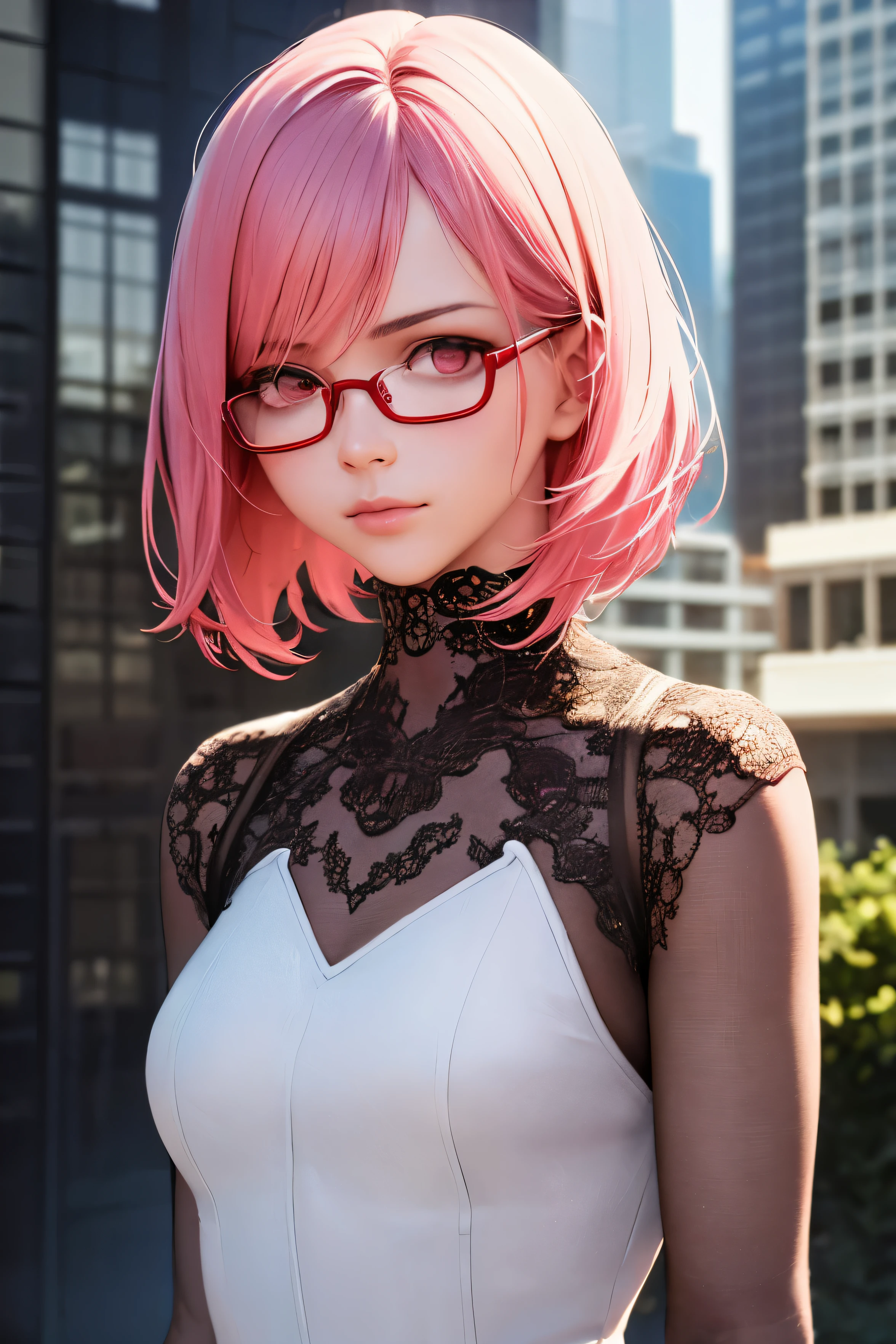 nerdy adult {loose clothes} {multicolored hair} blush {soft body} {transparent shirt} see-through
