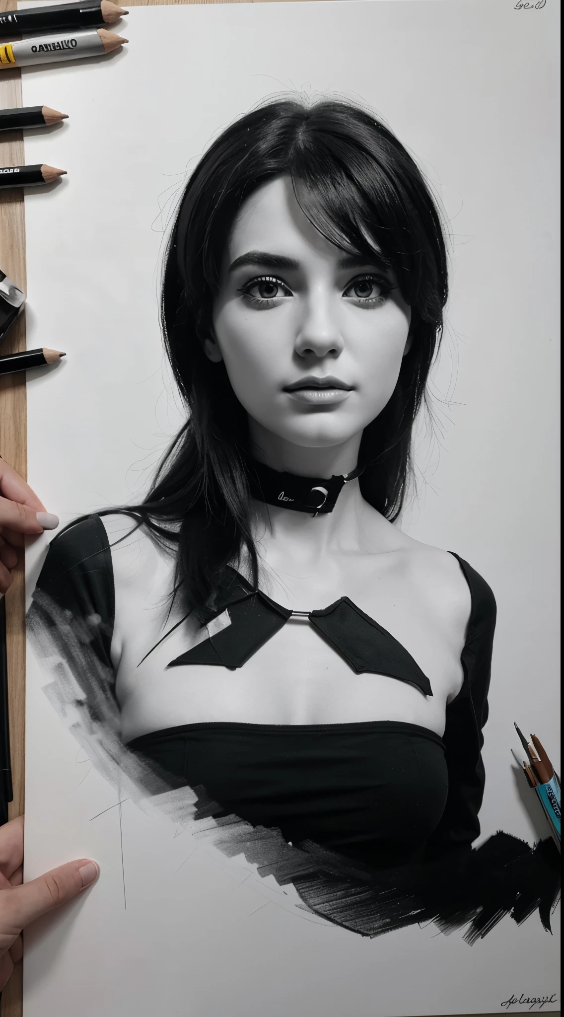 3D drawing, high quality, black and white colors
