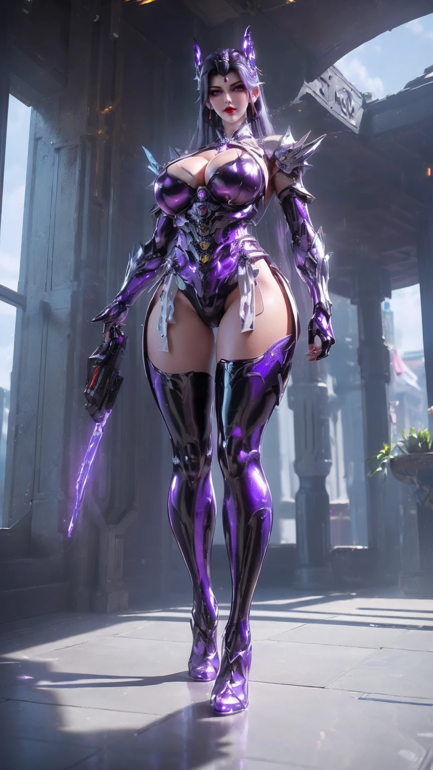 UPPER BODY,CLOSE UP HALF BODY,SOLO,(BEAUTY WHITE COLOR HAIRSTYLE,MECHA PHOENIX HELMET), (HUGE FAKE BREASTS,BUSTY,CLEAVAGE,MUSCLE ABS,NSFW CONTENT:1.5), ((WEARING OUTFIT PURPLE, BLACK SHINY MODERN FUTURISTIC MECHA SKIMPY MINI BIKINI ARMORED:1.5)),(CURVY VOLUPTUOUS BODY MATURE WOMAN:1.5), (SWEATY GLOSSY BODYSKIN:1.5), (LOOKING AT VIEWER:1.6),(HALLROOM OF FUTURISTIC SPACE STATION:1), (PHOTOREALSITIC:1.4), (ULTRA-DETAILLIERT), (TOP-QUALITY), (BEST SHADOWS), (MASTERPIECE), BRIGHT LIGHT IN ROOM, HYPER TEXTURE, (4X MSAA), ((UNREAL ENGINE 5 RENDER)), PHYSICALLY-BASED RENDERING, ULTRA HIGHT DEFINITION, 16K, 1080P.