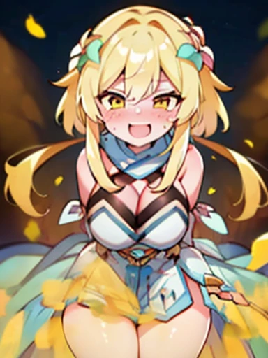 masterpiece、highest quality、Exquisitely、High resolution、very delicate and beautiful、blonde、、yellow eyes、sweaty、red face、cleavage、perfect body、feminine smell、fart、shyness、blush、Gas comes out of the butt、put pressure on your face、lots of gas