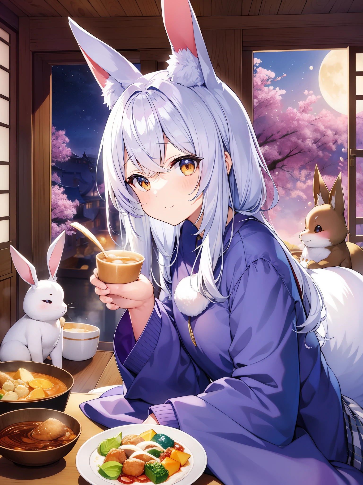 moonのlapin、玉lapin、moonlapin、moon界神殿(chandler mahal)、monkey、fox、lapinの3匹が、山の中で力尽きて倒れているみすぼらしいelderに出逢った。3匹はelderを助けようと考えた。monkeyは木の実を集め、foxは川から魚を捕り、それぞれelderに食料として与えた。しかしlapinだけは、No matter how hard I tried, I couldn't get anything.。自分の非力さを嘆いたlapinは、何とかelderを助けたいと考えた挙句、monkeyとfoxに頼んで火を焚いてもらい、To offer oneself as food、jumped into the fire。その姿を見たelderは、Teishataとしての正体を現し、lapinの捨て身の慈悲行を後世まで伝えるため、lapinをmoonへと昇らせた。moonに見えるlapinの姿の周囲に煙状の影が見えるのは、lapinが自らの身を焼いた際の煙だという。 The characters in this story、show celestial bodies、Each is「moon(この場合はsun)」(monkey)・「star(sirius)(この場合はmoon。however、これはlapinが昇るmoonではない)」(fox)・「金star」(lapin)・「sun」(elder=Teishata)It is、elderは光が弱々しくなった冬至前のsun、Teishataは光を取り戻した(=Rejuvenated)冬至後のsunである、It has also been interpreted that。Also、このlapinはお釈迦様が人間としてこの世に出る前に修行している姿だったという説もある。