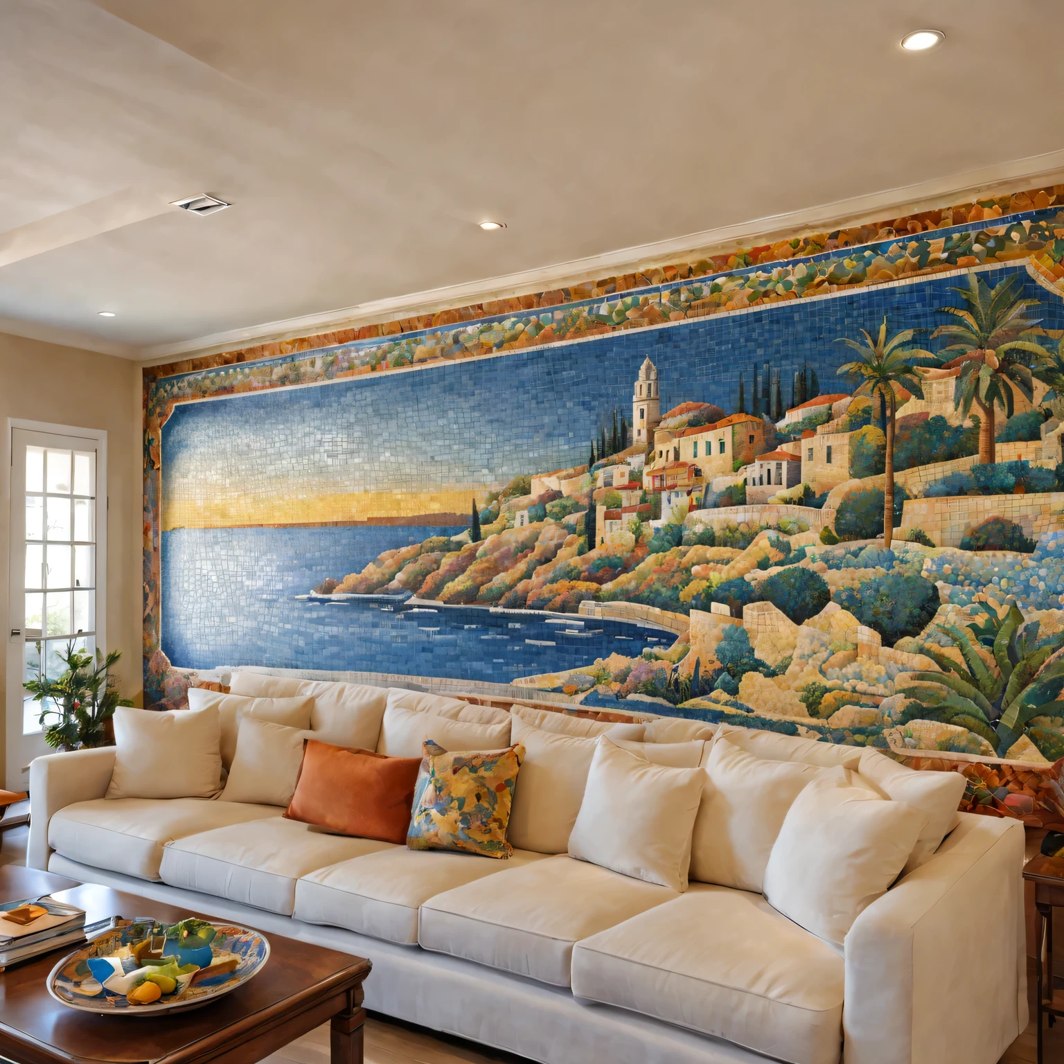 Mediterranean decorative style living room mosaic mural