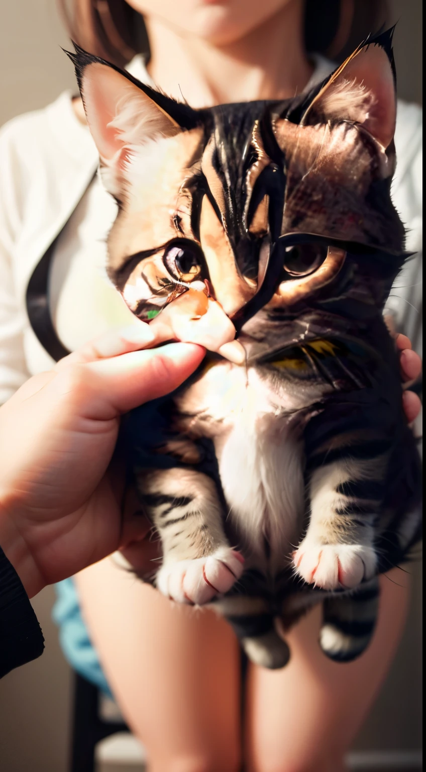 little cute cat in human hand, mini cat, Small cat
