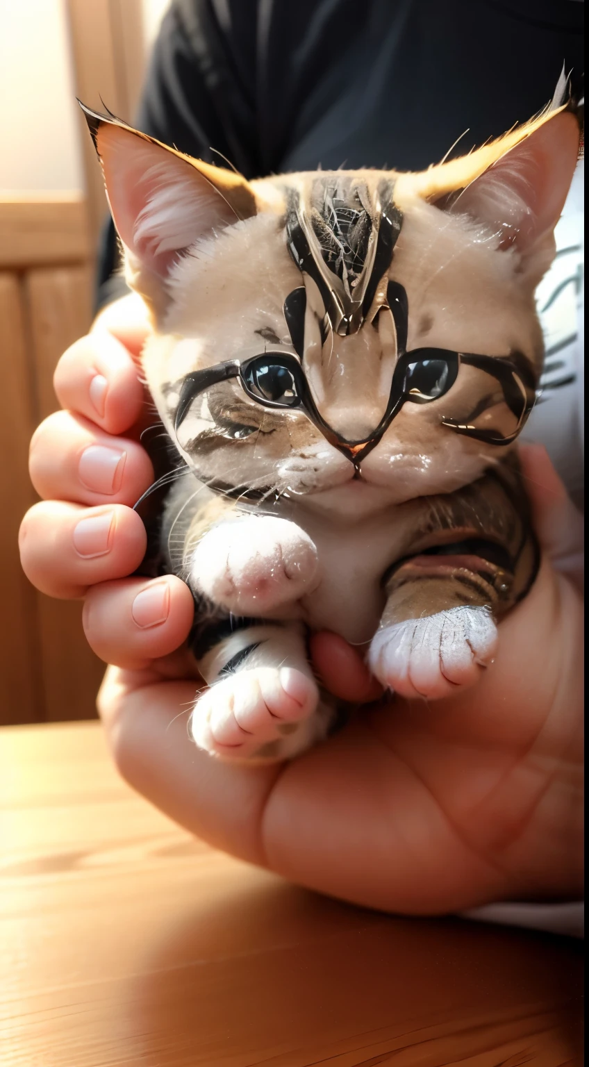 little cute cat in human hand, mini cat, Small cat