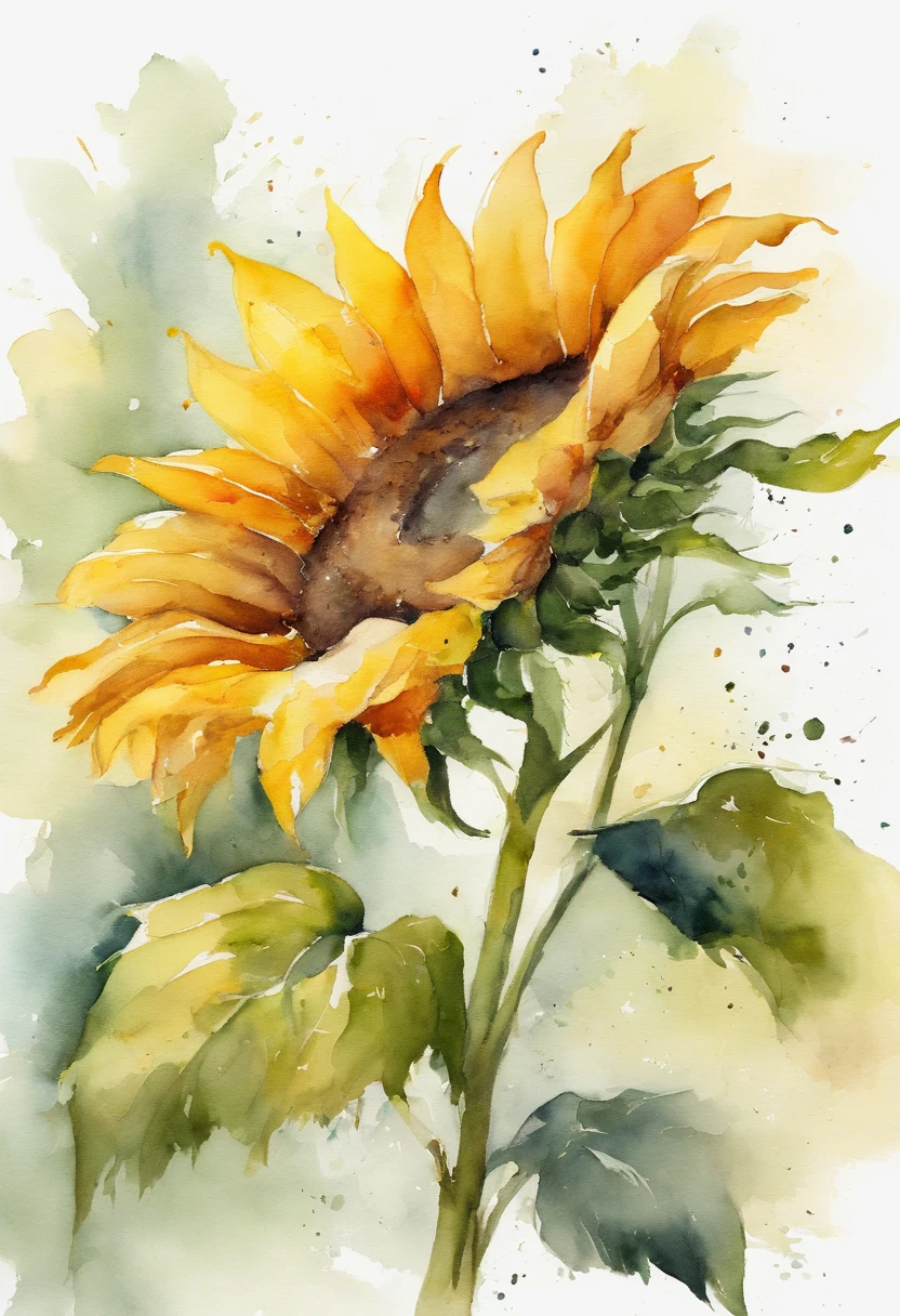 white background、sunflower