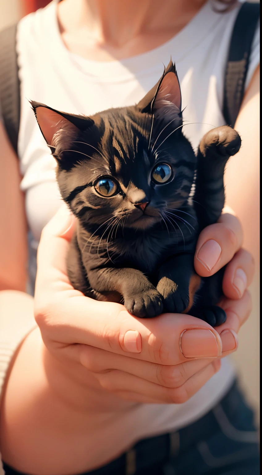 little cute cat in human hand, mini cat, Small cat