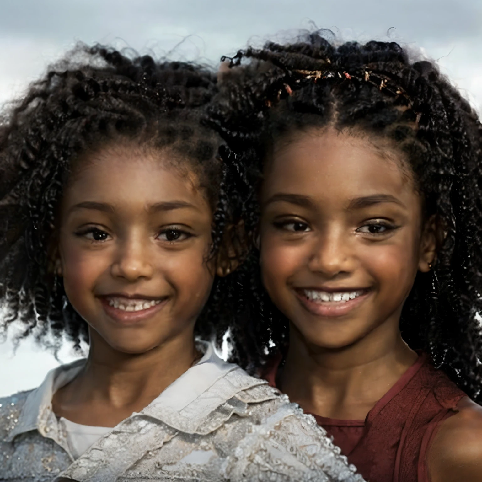 Black woman with short black curly hair, brown eyes, Viking Era, smiling 