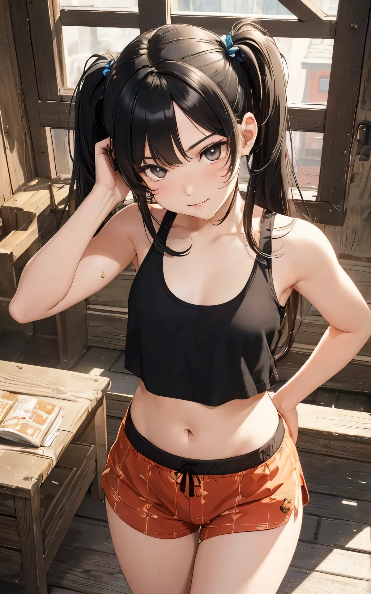 A tanned girl with big breasts that looks like a man、full nude、、Height 90cm