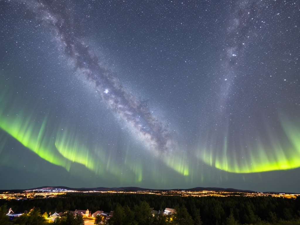 dark sky, starfall, Milky Way,aurora、shooting star,universe