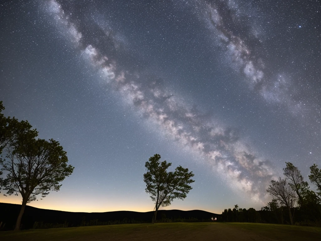 dark sky, starfall, Milky Way,aurora、shooting star,universe