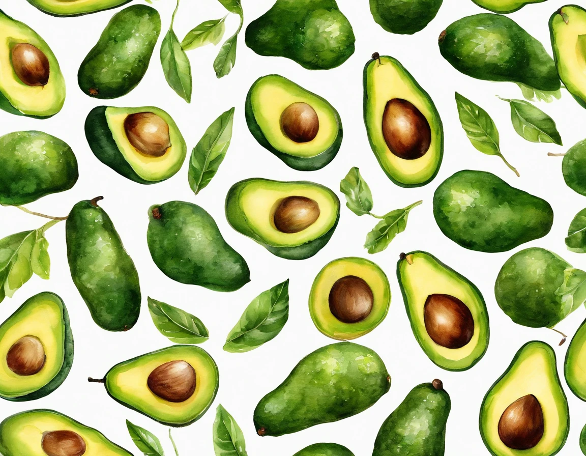 white background、avocado
