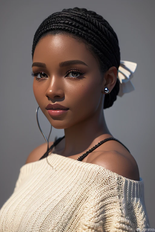 3D art portrait of beautiful young black woman