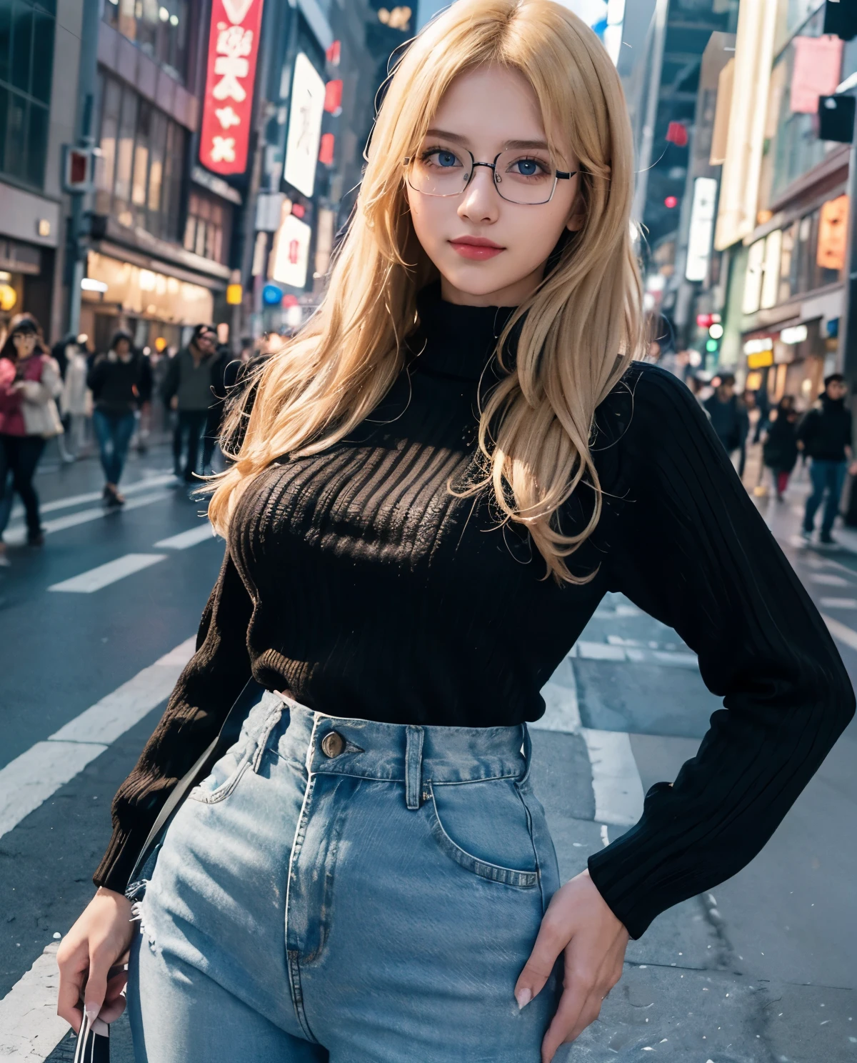 A highly detailed, 32k wallpapers, Best Quality, Ultra-detailed, masutepiece, realisitic, Photorealsitic、((Otaku Girls、Idol、short-hair、blonde hair、Black stockings)),extremely detailed cute girl, 20yr old, (In the street、akihabara、intersection), ((Character T-shirt)), FULL BODYSHOT ,((eye glass)) ((The skirt is definitely worn)))、(((White panties、Carrying a backpack、Black miniskirt)))、panties focus、Bright natural light、too much sunshine、(((Lift up your skirt and show a little of your panties to the camera)))、(((Lift the skirt bigger and bigger、、Show your panties to the camera、crouching down)))