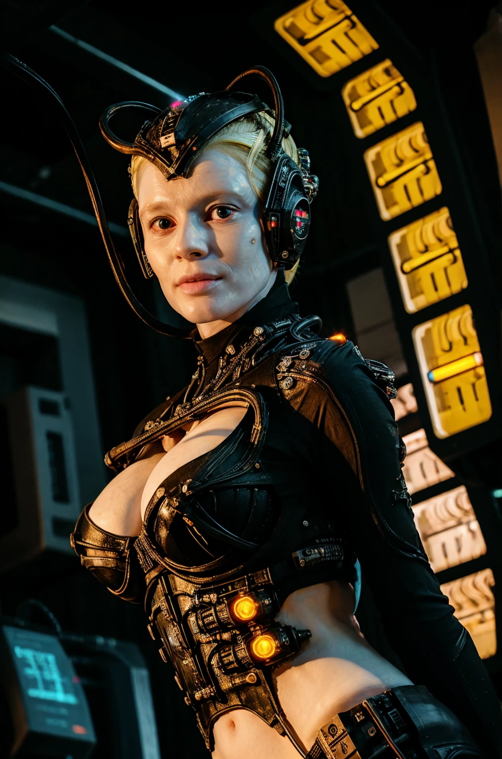 borg woman with (cable:1.4) (cybernetic:.08) (cyborg:.2) (borg:.02) implants with (laser beams and led lights:1), 
(medium shot:1.4), 

(borg:.01) head implants,
ocular implant, 
 (busty:1.2), 
 (cyborg:.01) (borg:.01) (bikini:1), 
 
[(pale white:.1) (Natural:1) (skin:1.3)::8]
[[(Natural:1.1) (pale white:.9) (skin:1.3):8]::16]
[(Natural:1) (pale white:1.3) (skin:1.3):16]
 [(with:.01) (beauty_marks:.01):6], 
[(bald:.12)::1]
[[(bald:.01):1]::10], [(light blonde hair:.01):10], [albino Nordic:16],   
cyberwizard, casting spell, cyberpunk, science fiction, 
[young:4], 
front light, well lit, [bright:8], fit, detailed skin, in frame, photograph, detailed, high resolution, RAW photo, 

[BREAK:6] 
[(long:1.55):24] [(light blonde hair:1.55):10], [(blue eyes:.9):6], 



[BREAK 
(many beauty_marks and:.01) (many light moles on her skin:1.35):20], 

[BREAK (light brown moles:.01):30]
