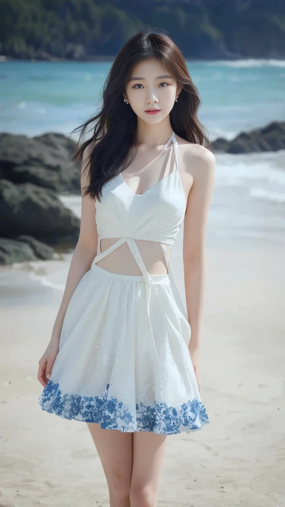 a woman in a short dress posing in front of a painting, gorgeous young korean woman, wearing an elegant dress, beautiful young korean woman, sexy dress, beautiful south korean woman, yanjun chengt, jaeyeon nam, korean women's fashion model, elegant dress, hwang se - on, pink dress, korean artist, wearing a pink dress, cute korean actress