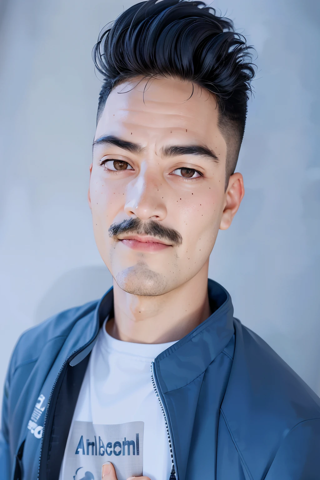 arafed man with a mustache and a jacket on posing for a picture, headshot profile picture, headshot photo, portrait shot 8 k, headshot portrait, closeup headshot portrait, 1 / 2 headshot, headshot photograph, halfbody headshot, closeup headshot, 1 / 4 headshot, soft portrait shot 8 k, unibrow, mid shot portrait, thick mustache