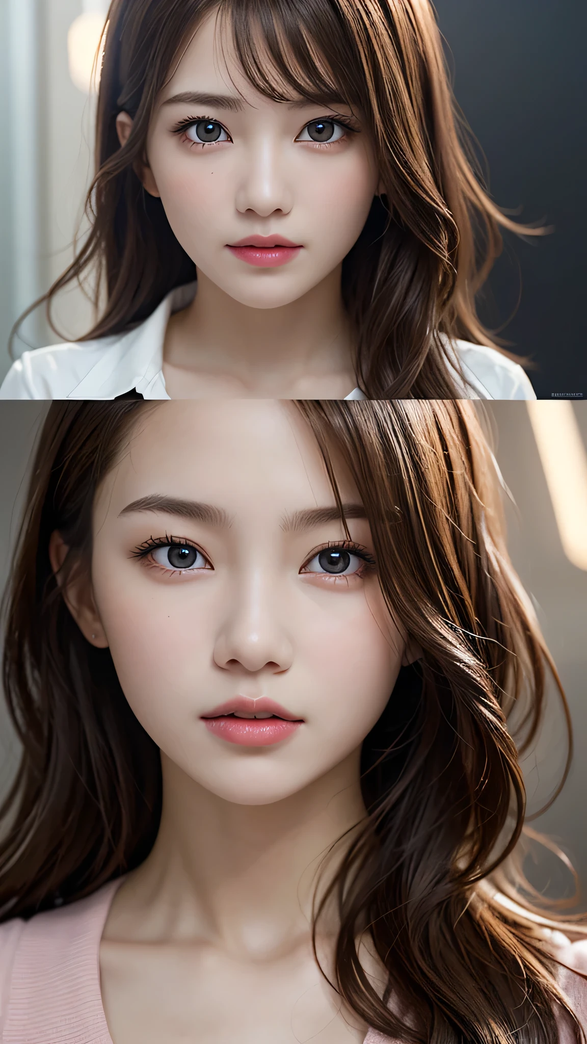 ((1girl)), ((Best Quality)), (Ultra-detailed), (extremely detailed CG unified 8k wallpaper), Highly detailed, High-definition raw color photos, Professional Photography, Peanut butter brown hair, Amazing face and eyes, Pink eyes, (amazingly beautiful girl), School,