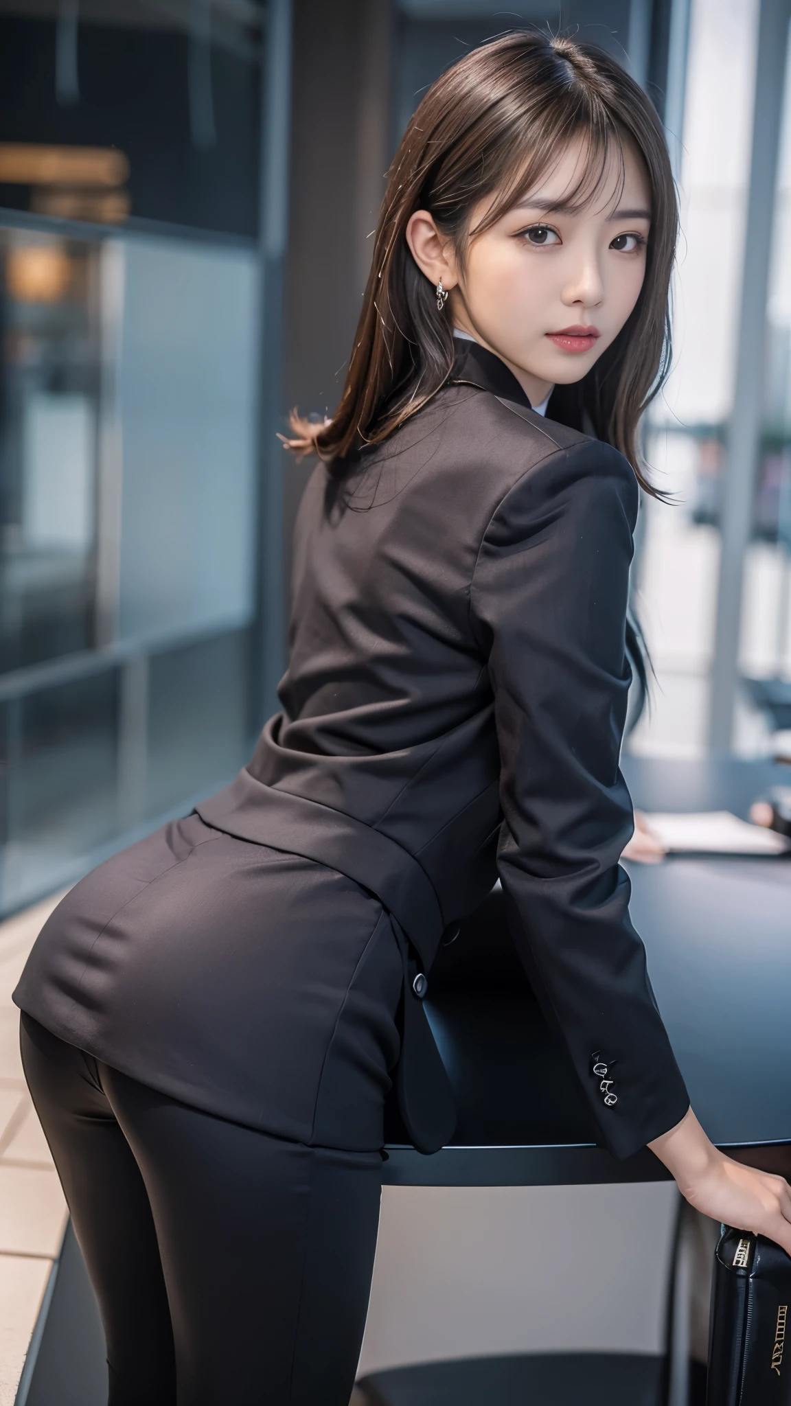 arafed asian woman in a suit posing at a desk, girl in a suit, girl in a suit, wearing a strict suit, wearing a tight suit, wearing a business suitいる, in a strict suit, 厳格なwearing a business suitいる, wearing a business suit, wearing a business suitいる, luxury suit, korean girl, in a suit, slim girl photo, tight clothing