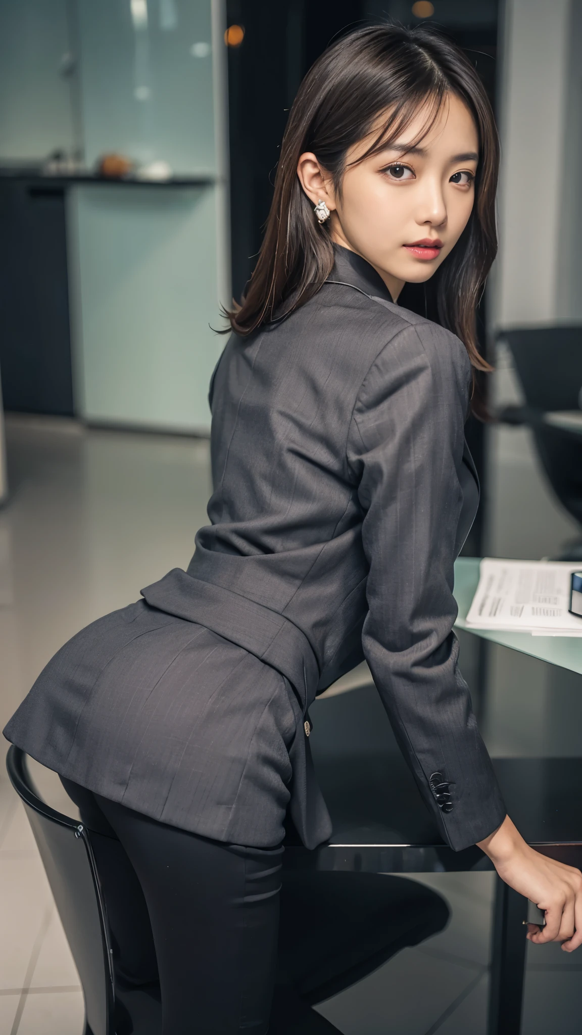 arafed asian woman in a suit posing at a desk, girl in a suit, girl in a suit, wearing a strict suit, wearing a tight suit, wearing a business suitいる, in a strict suit, 厳格なwearing a business suitいる, wearing a business suit, wearing a business suitいる, luxury suit, korean girl, in a suit, slim girl photo, tight clothing