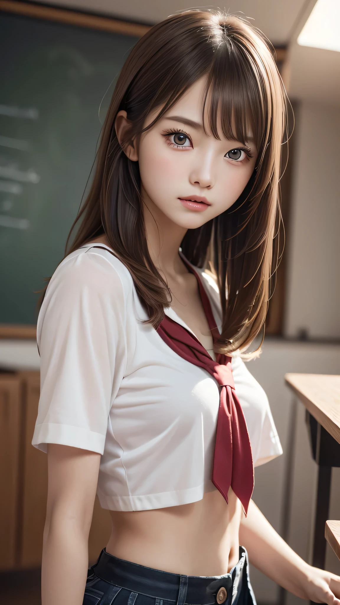 ((1girl)), ((Best Quality)), (Ultra-detailed), (extremely detailed CG unified 8k wallpaper), Highly detailed, High-definition raw color photos, Professional Photography, Peanut butter brown hair, Amazing face and eyes, Pink eyes, (amazingly beautiful girl), School, 