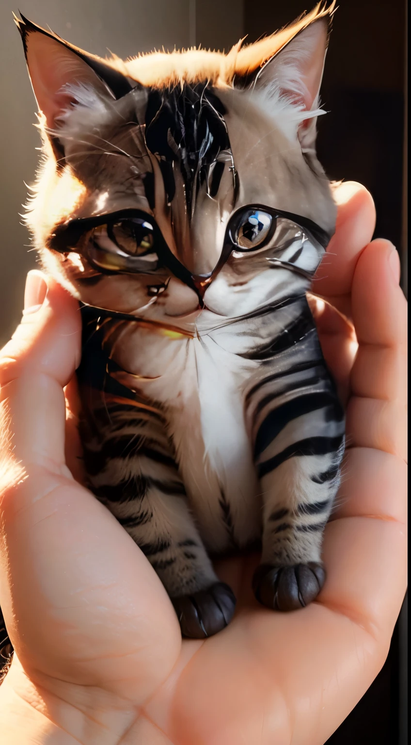 little cute cat in human hand, mini cat, Small cat