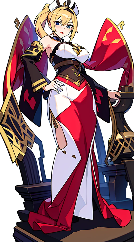 Anime lady , bustier, (((white background))), standing, fantasy clothes,