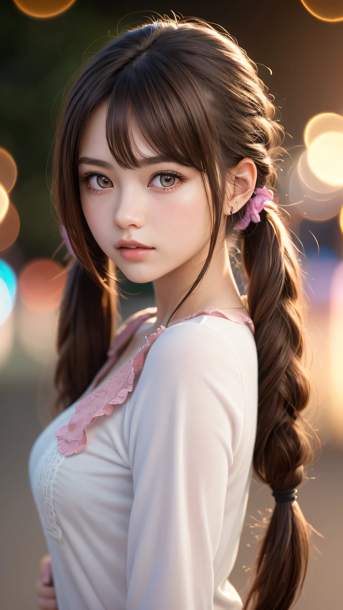 A close up of a woman with long hair and a ponytail - SeaArt AI