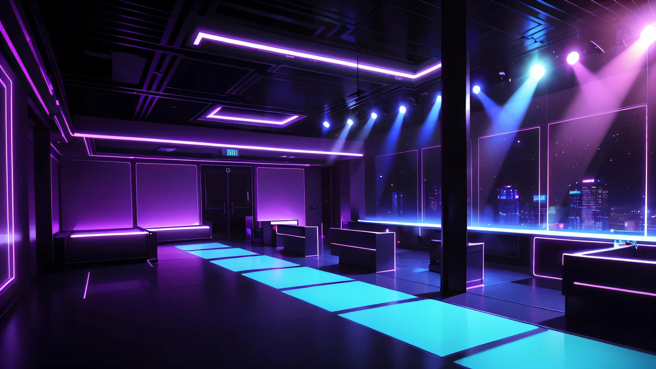 cool synthwave , underground dance club , ,  At a in an underground dance club ,  perfect decoration, lighting atmosphere, ((Bonifasko lighting)),