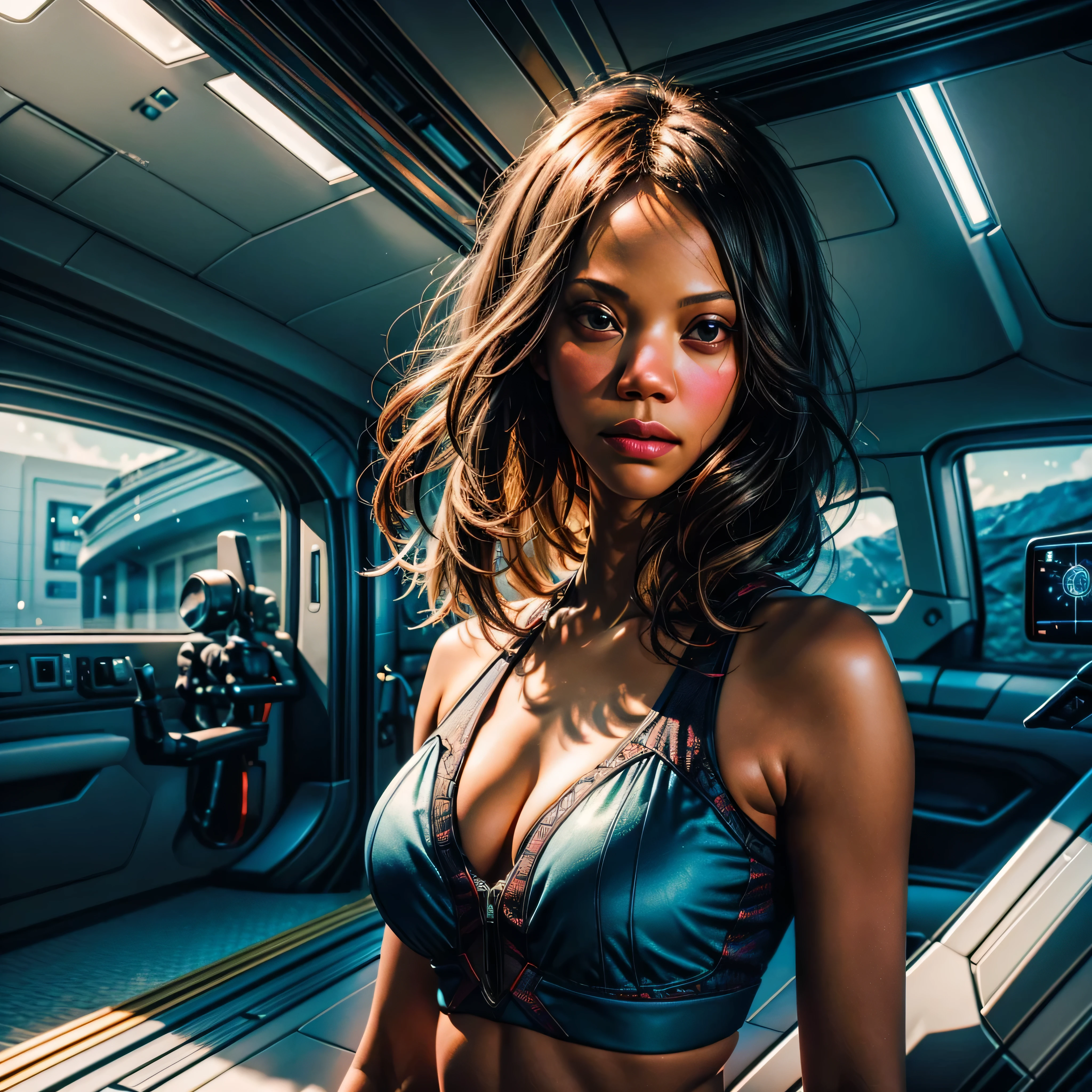 ((Zoe Saldana guckt neugierig)), ((she has round breasts)), ((Startrek)), (ds9st uniform), ((Uniform-Hose)), ((white tank top)), (sie steht in ihrer Kabine auf der Enterprise), "Suit Startrek Outfits" , (kleiner Kopf), ((detailliertes Gesicht)), Weiches filmisches Licht, ((((Kino-Look)))), (fotorealistisch), (Raytracing), (scharfer Fokus), ((natural realistic skin texture)), detailliertes Gesicht, detaillierte Lippen, detaillierte Augen, doppeltes Augenlid unrealengine5 ultra Cinamatic_Sunlight ultra_high-def Masterpiece deep path equirectangular ultra_high-res meticulously intricate analogique ultra_photo-realistic ultra_high-quality ultra_high-details optimal accurate cgi vfx sfx reflex 3dcg max radiant vivid color-coded extreme improved Octane_rendered UHD XT3 DSLR HDR romm rgb pbr 3dcg fxaa blay fkaa txaa rtx ssao enhanced ultra_sharpness Will-o'-the-wisp iota symmetrical reflection global illumination saturate luminescence volumetric lightning contrast incandescent Crystalline Sundrop varied multi etc. zentangle tangle mandala entangle --v 6 --s 1000 --c 20 --q 20 --chaos 100
