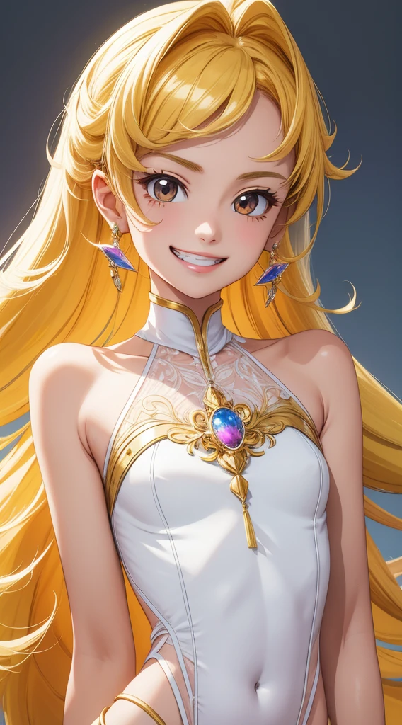 (masterpiece, highest quality), intricate details, thin, ((slim)), Precure,, white skin, , sharp jaw line, ,, Upper body,, grin